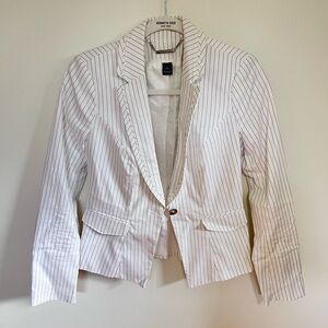 White House Black Market Women's White Pinstripe Blazer